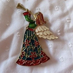 Holiday angel brooch pin